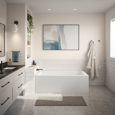 Nevia 6032 IFS AFR Acrylic Left Corner Left-Hand Drain Bathtub in White with Linear Overflow