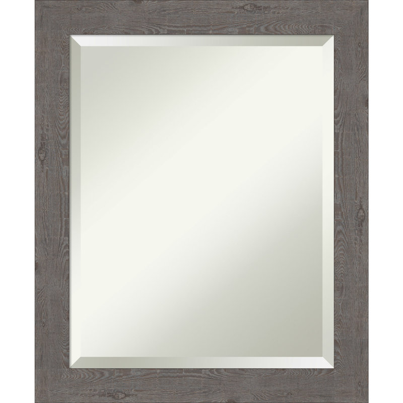 Josheph Flat Wall Mirror, 23.5" x 19.5", Distressed Gray