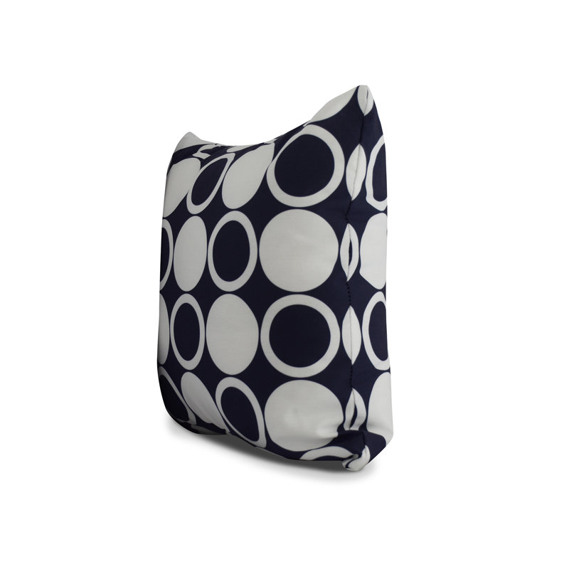 Cuban Flare Geometric Reversible Throw Pillow, 16" x 16", Navy Blue