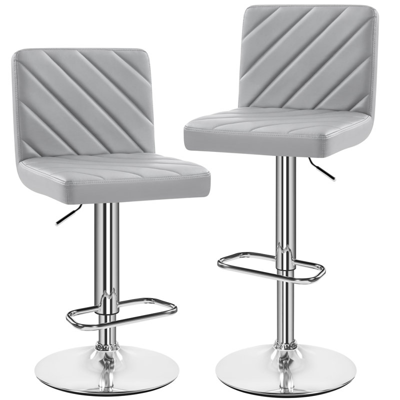 Height Adjustable Swivel Bar Stool , Light Grey, No