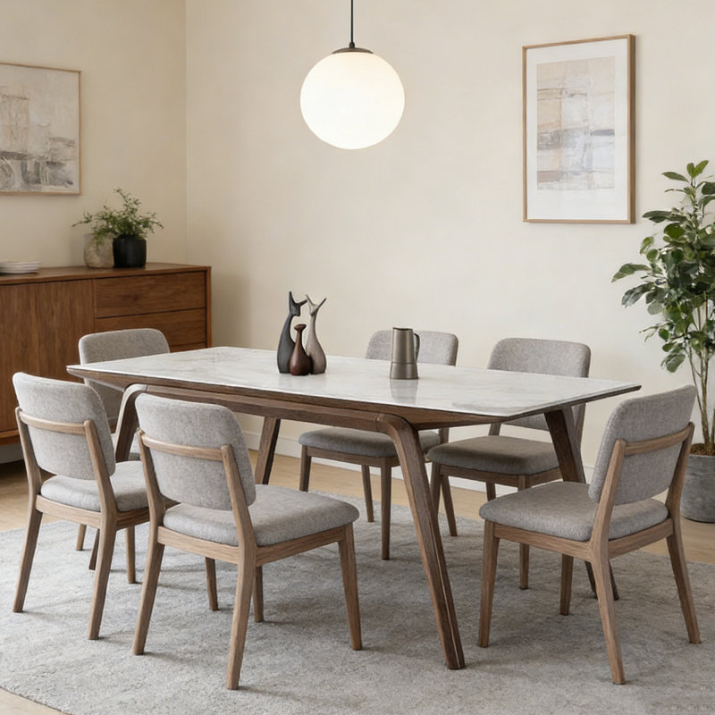 Rectangular minimalist dining table, 29.53"H x 70.87"L x 35.43"W