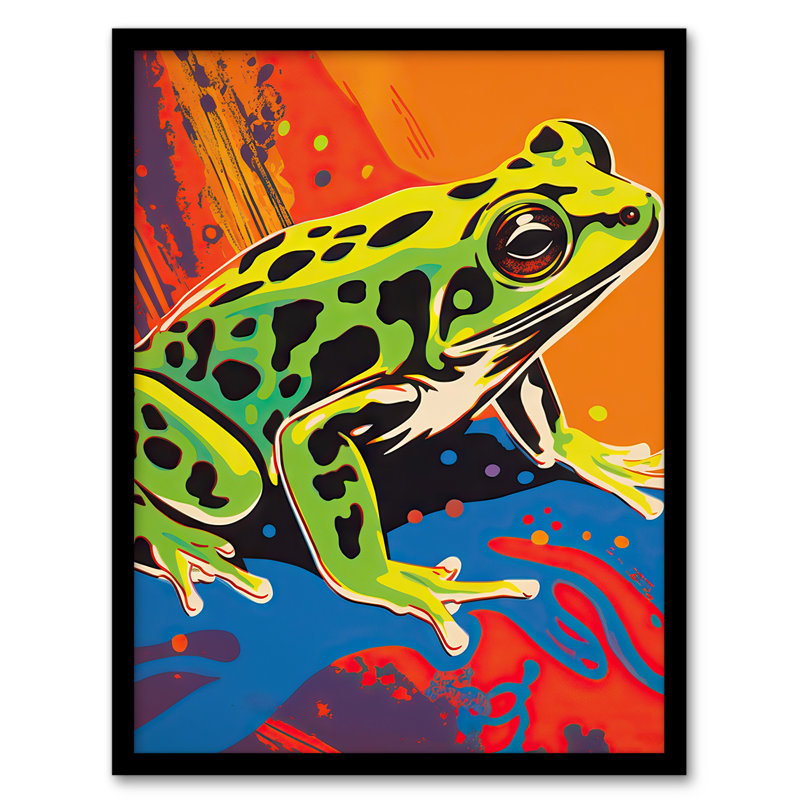 Alamin Frog Vibrant Bathroom Animal Portrait Bold - Single Picture Frame Print