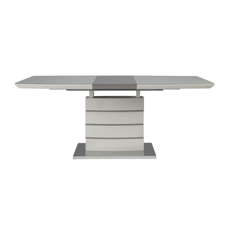 Table de salle à manger extensible ultra-brillante 55 po à 71 po Odette, Gris