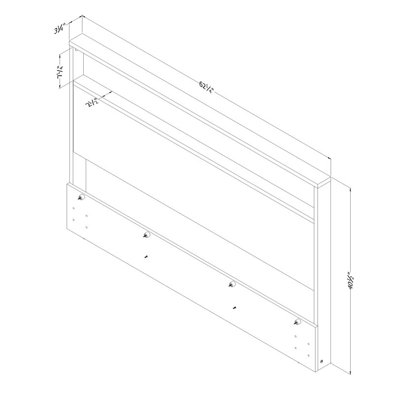 Black Oak Full Headboard with Storage Shelf