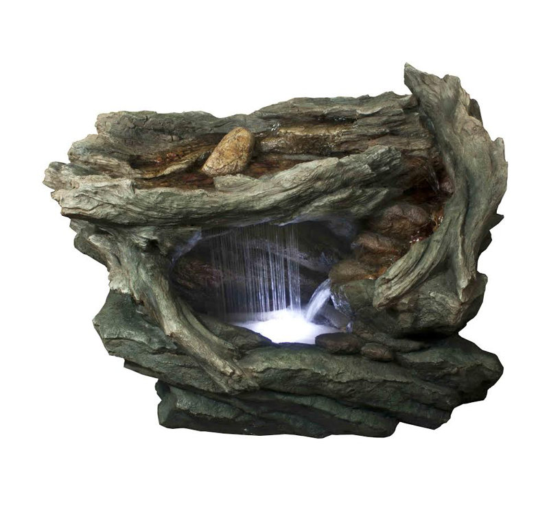 31" Brown Resin and Fiberglass LED Woodland Grotto Water Fountain