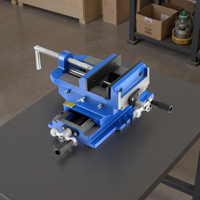 Cross Slide Drill Press Vise, 6 Inch Jaw Width, 2 Way X-Y Axis Bench Vise, 5.7 Inch Max Jaw Opening, Heavy Duty Cast Iron, Workbench Vice Clamp, for Woodworking Drilling CNC Milling Machine