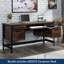 Ensemble de bureau d'ordinateur et bahut, finition brune