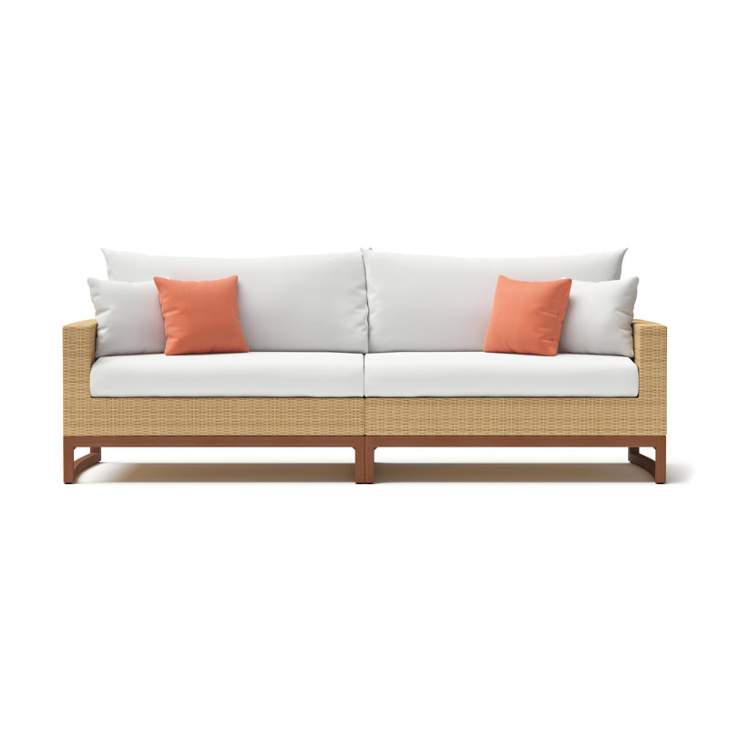 Mili 96In Sunbrella Outdoor Sofa - Cast Coral, Orange/White