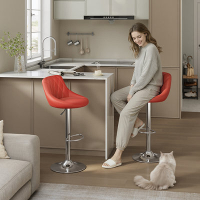 Swivel Upholstered Adjustable Height Counter Stool
