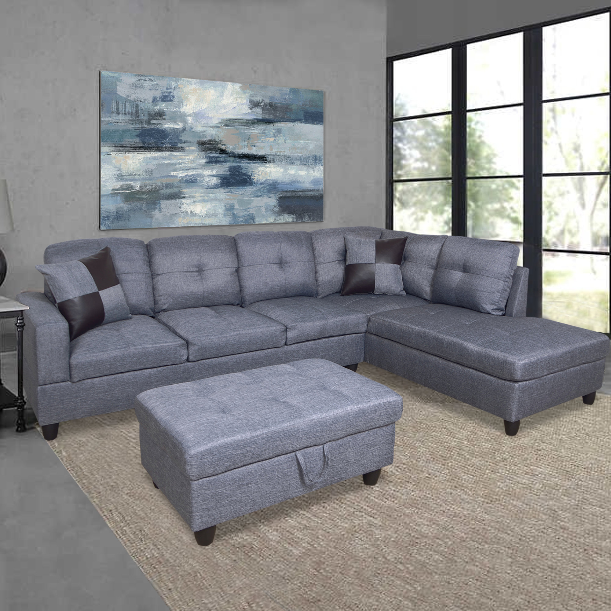 Latitude Run® Jacksmith 97 Width 3-Pieces Sectional Sofa & Chaise,Ottoman  & Reviews