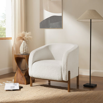 Bernet 29.6'' Wide Barrel Chair With Solid Wood Legs