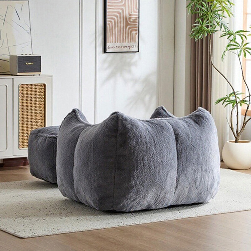Faux Fur Indoor Bean Bag Set, Grey