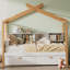 Le lit House avec deux tiroirs et une étagère de rangement, une solution de couchage magique et fonctionnelle pour les chambres d'enfants-1304054617