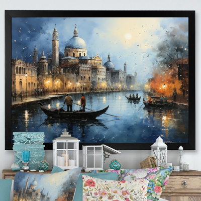 Gris sarcelle canal urbain Venise - imprimé
