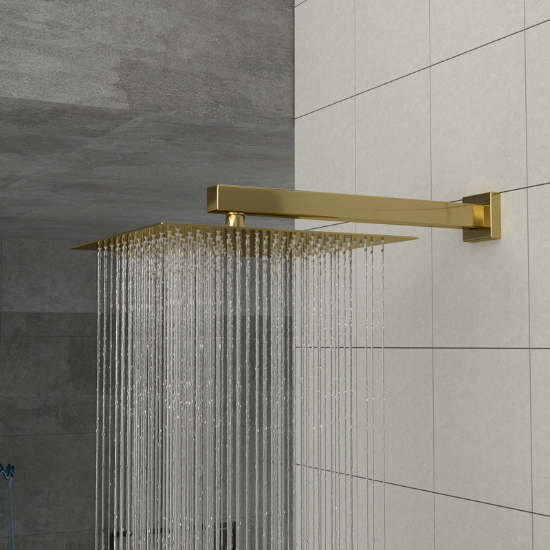 Pomme de douche à pluie fixe (carré de 12 pouces), Doré