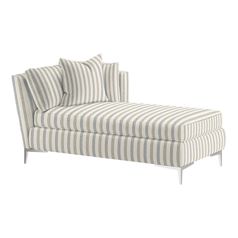 Chaise longue rembourrée Aiden, Orienté à droite, Minéral Perigold Atando, Acier inoxydable poli