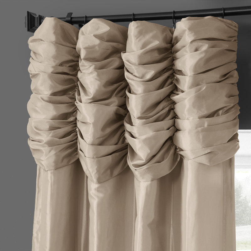 Rideau obscurcissant en imitation de taffetas de soie uni ruché Ryker pour la chambre à coucher et le salon, panneau simple pour fenêtre