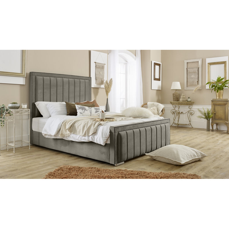 Ajea Upholstered Bed, Single (3'), Grey