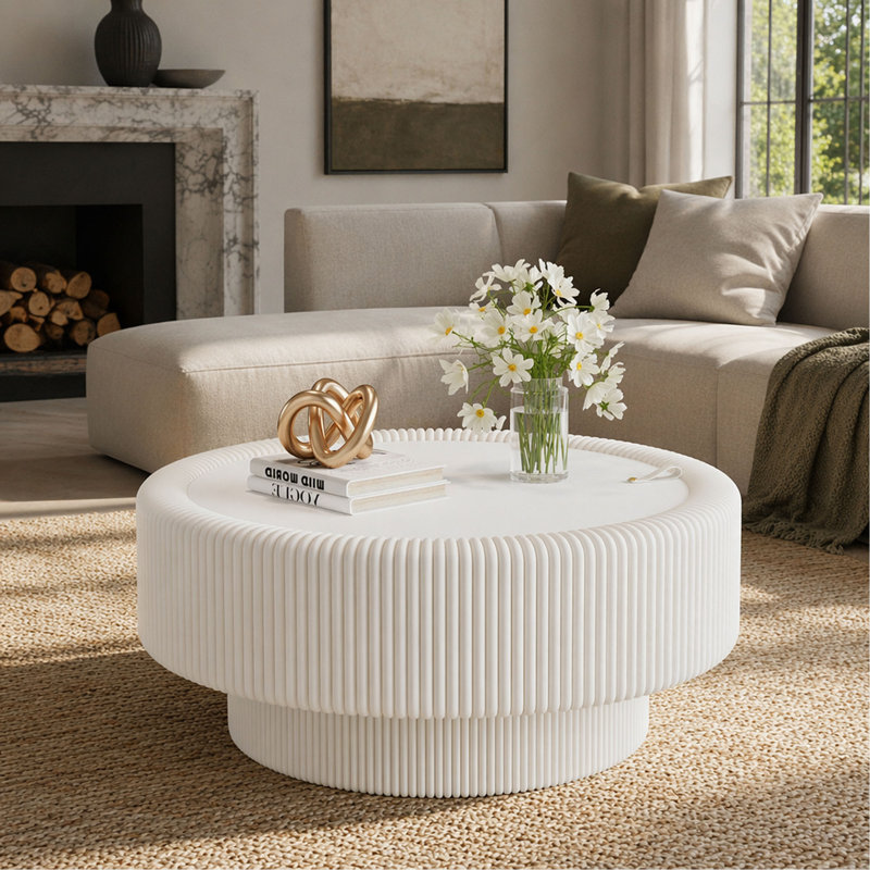 Table basse ronde de 5 pouces, table d'appoint moderne et multifonctionnelle pour salon, chambre à coucher, appartement, bureau à domicile, assemblage facile