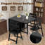 Folding Drop Leaf Dining Table and Chairs, Fully Assembled Solid Wood Space-Saving Kitchen Table and Chairs Set with Storage & Lockable Wheels-1351271634-1351283958-1351283959