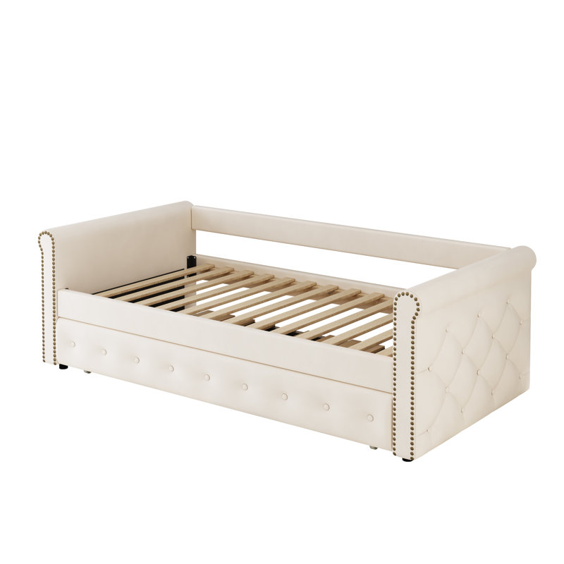 Jill Upholstered Velvet Daybed, Beige