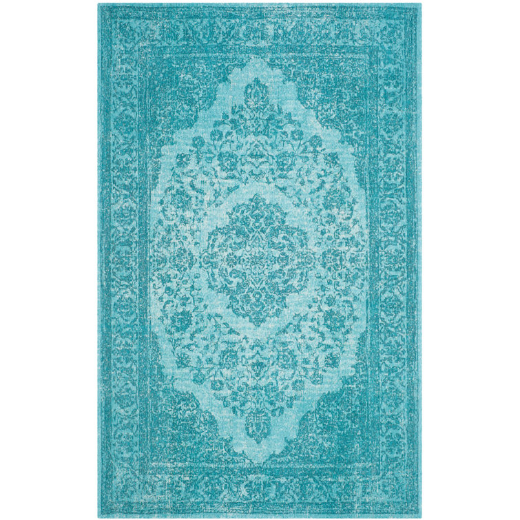 Speer Oriental Cotton Aqua Area Rug