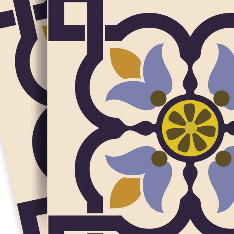 Carreaux amovibles autocollants en vinyle bleu et jaune 8 po x 8 po