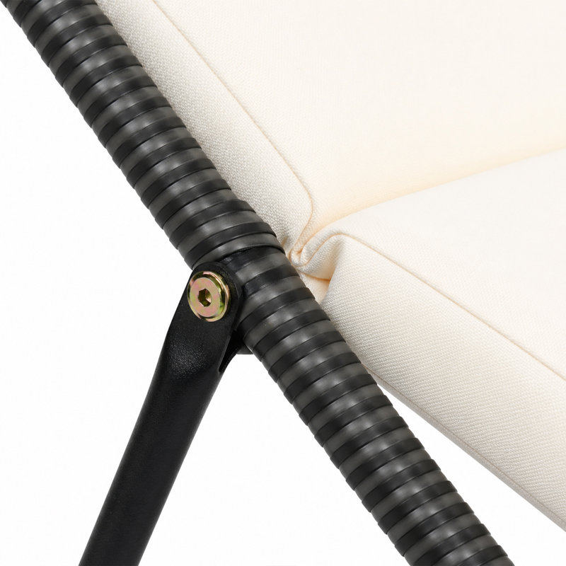 Chaise longue pliante en corde tissée noire 2 pièces avec dossier réglable et coussins d'appui-tête détachables Coastal