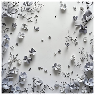 Monochrome Paper Flowers Quilted Bedspread 