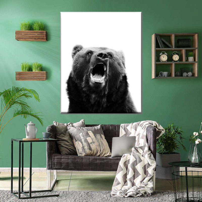 «Snarling Grizzly Bear» sur toile, H 8 po x l 10 po x P 1 po