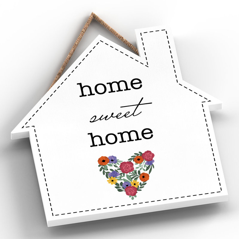 Home Sweet Home House Wooden Hanging Plaque, 9.9cm H x 9.9cm W x 0.5cm D