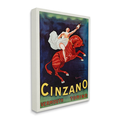Stupell Industries Cinzano Vermouth Vintage Ad Canvas Wall Art By Marcus Jules In Blue;green;red;yellow