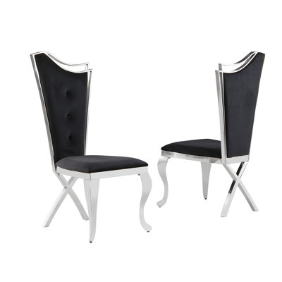 Hindrike 18.5'' H Velvet Upholstered Metal Side Chair