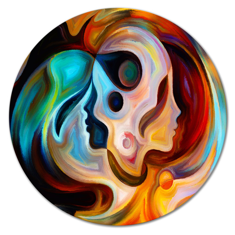 Bleu orange et rouge liquide - peinture sans cadre, H 11 po x l 11 po