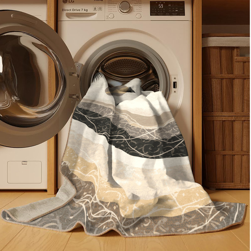 Tapis dégradé beige lavable à la machine Ottavio, 8 x 12