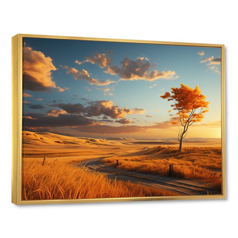 " Hrmonous Prairie Symphony I ", Gold Floater Framed, 30" H x 40" W x 1.5" D