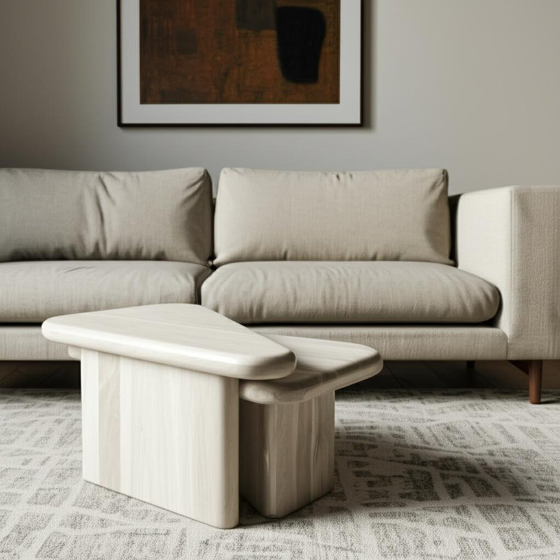 Ensemble de deux tables basses gigognes en bois massif