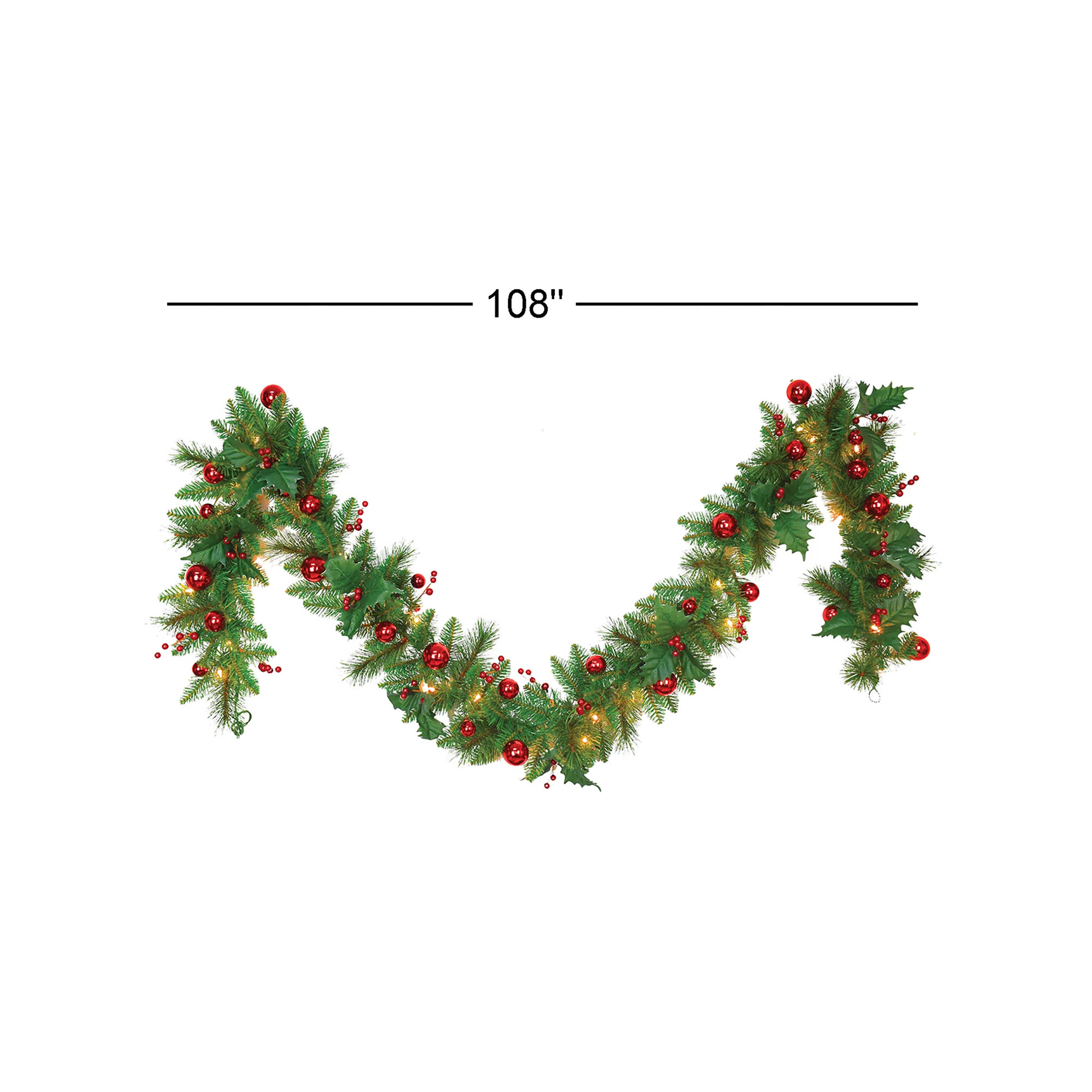 108'' in. Lighted Faux Pine Garland