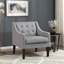 Fauteuil d'appoint Ginna, polyester capitonné à boutons bleu mer-133658838