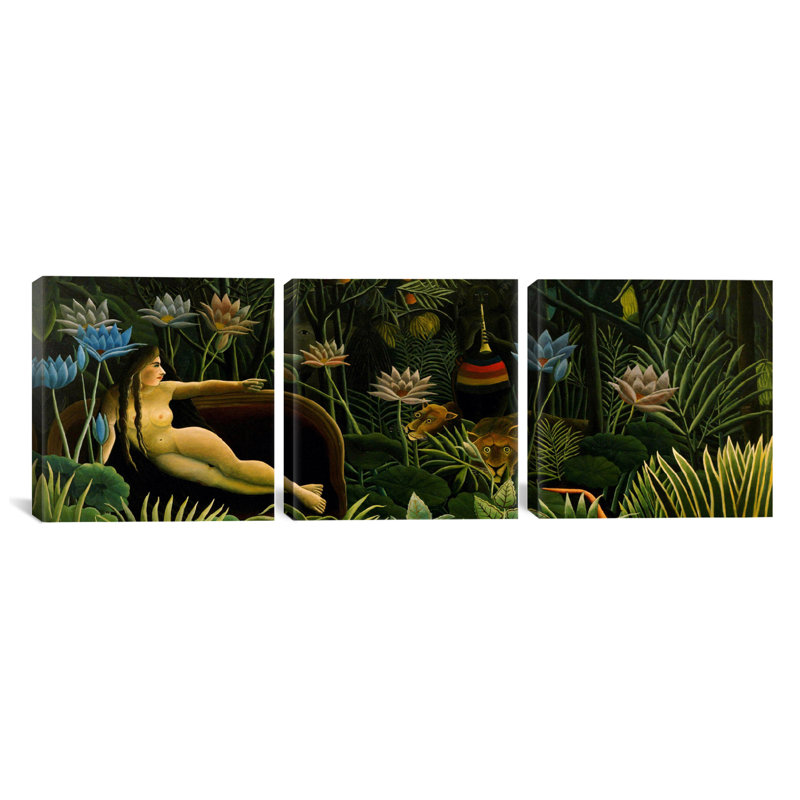 «Henri Dreameau The Dream», ensemble de 3 reproductions d'art sur toiles tendues, H 16 po x l 48 po x P 1,5 po, Toile tendue