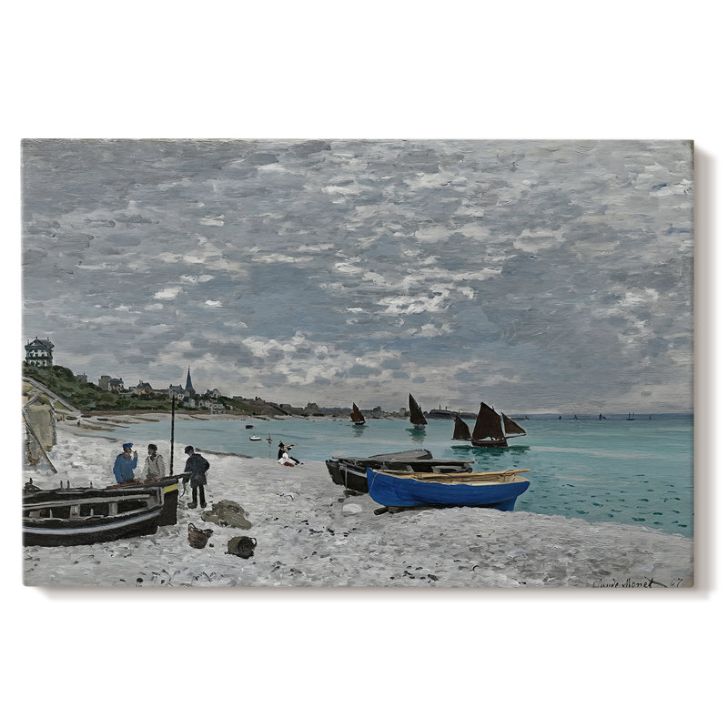 La plage à Sainte-Adresse-Claude Monet-Toile tendue avec châssis-1867, 40 x 60