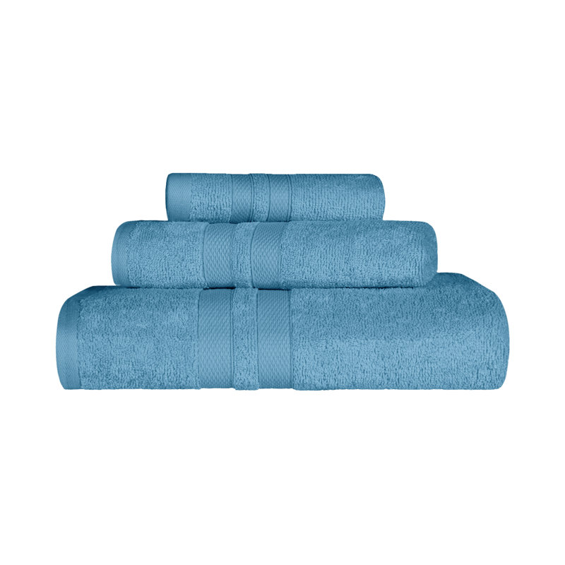 Ensemble de serviettes 3 pièces 100% coton Charie, Bleu denim