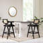 Milan Modern Webbing Back Bar Stool With Arms, Set Of 3, Ebony Black Boucle