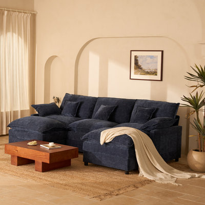 U-Shaped Modular Sectional Sofa, 274cm Cloud Deep Seat Sofa, Chenille Fabric Sofa Couch for Living Room & Lounge