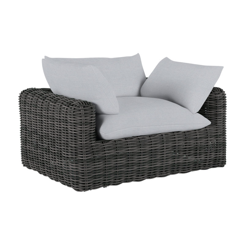 Méridienne pour l'extérieur Montecito N-Dura, Raphia, Pas de soudure, Lin chambray