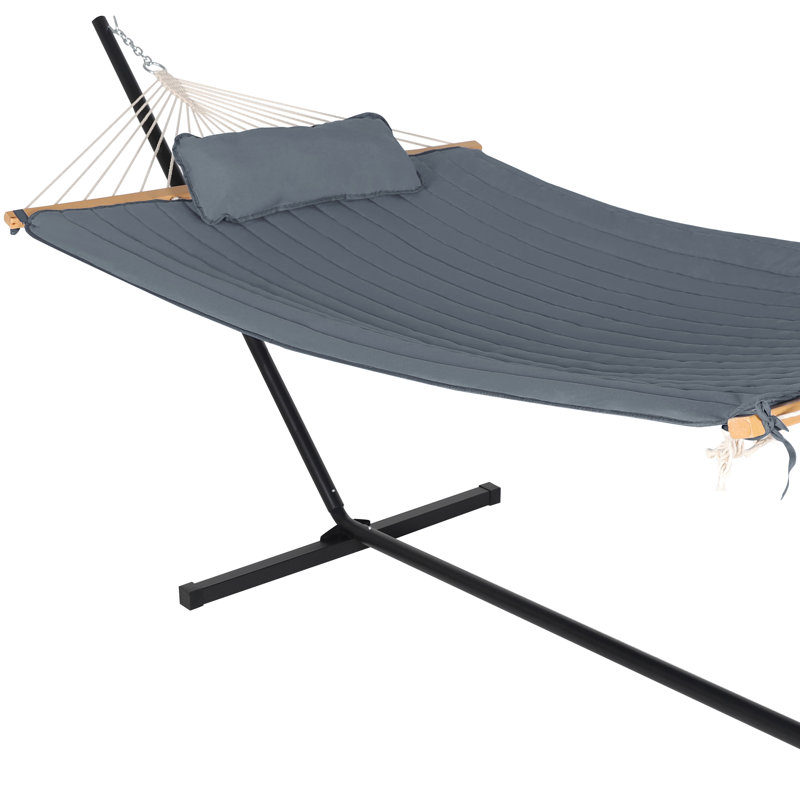 Maegan 2 Person Spreader Bar Hammock with Stand, Gray