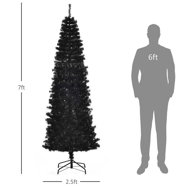 Arbre de Noël artificiel régulier (double) avec aiguilles noires, 6.9'