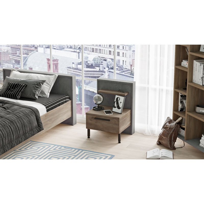 Lipe 43.6cm W Manufactured Wood Bedside Table