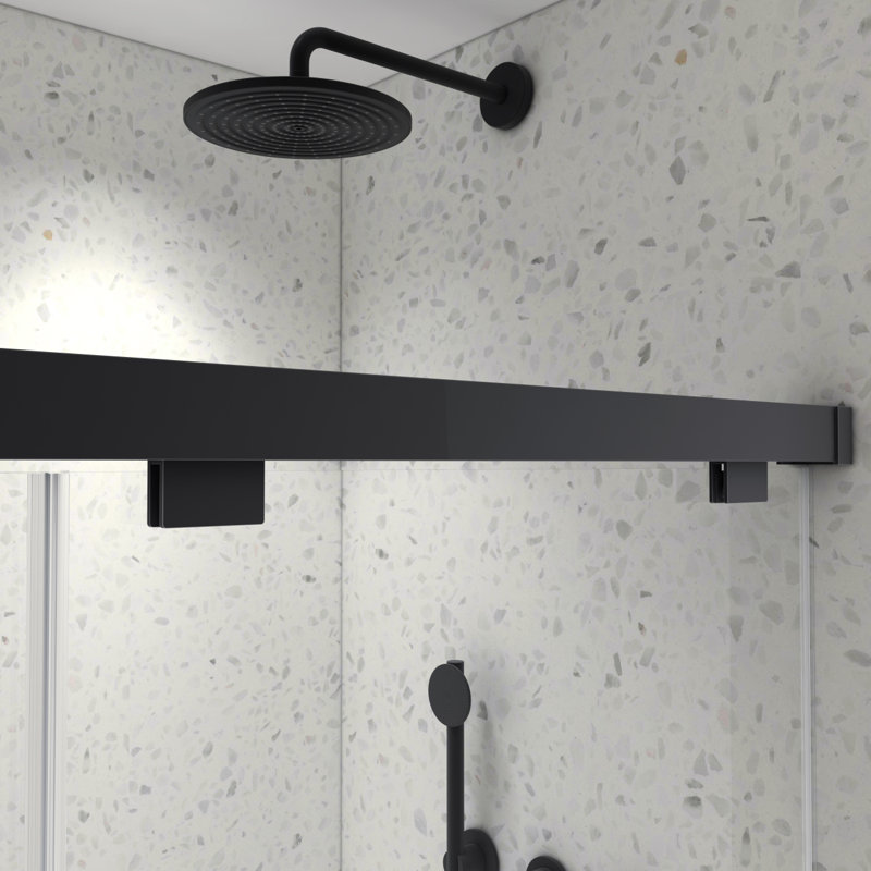 5476 Inch North American Frameless Double Sliding Matte Black Shower Door With Adjustable Soft Closing Function 8Mm Tempered Glass With Nano Easy Cleaning And Stick Explosion-Proof Menbrance