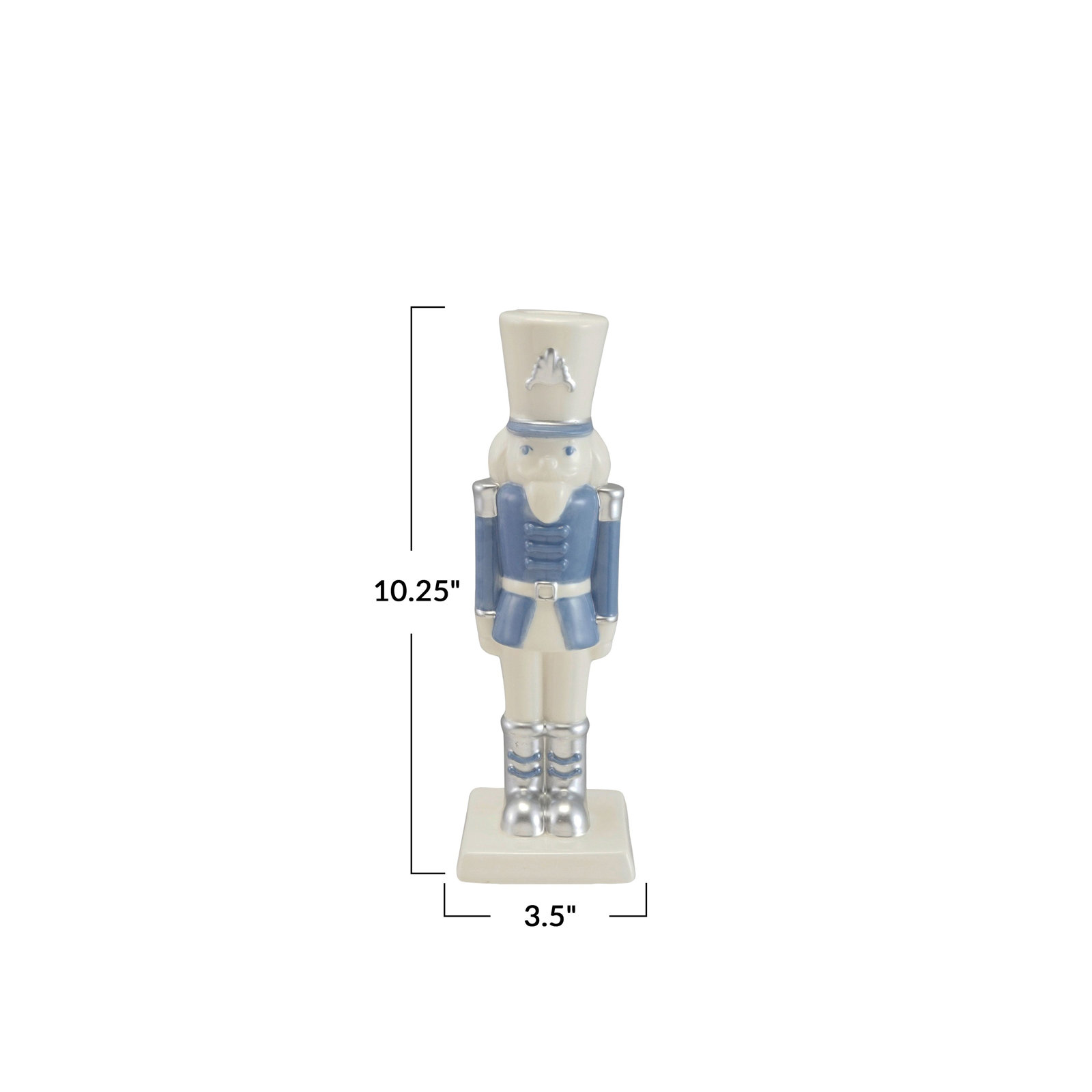 Porcelain Nutcracker Taper Holder in Blue and White Glaze